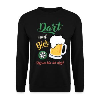 Dart und Bier Dartspieler Dartspruch Geschenk Spaß - Unisex Pullover - Schwarz - Vorne - Alina (178cm) & Michal (187cm)