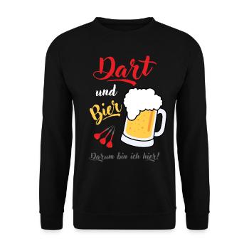 Dart und Bier Dartspieler Dartspruch Geschenk Spaß - Unisex Pullover - Schwarz - Vorne - Alina (178cm) & Michal (187cm)