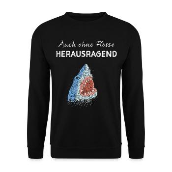 Weisser Hai Haie Haifisch Hailiebhaber - Unisex Pullover - Schwarz - Vorne - Alina (178cm) & Michal (187cm)