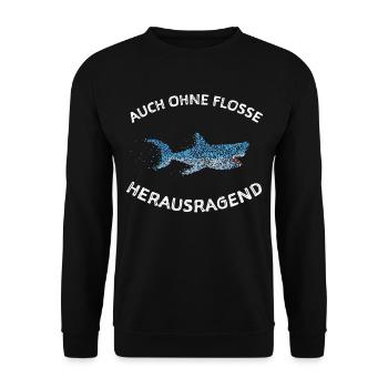 Grosser Weisser Hai Haifisch Wale Walhai - Unisex Pullover - Schwarz - Vorne - Alina (178cm) & Michal (187cm)