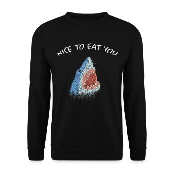 Nice To Eat You White Shark Shark - Unisex Sweatshirt - black - Front - Alina (178cm) & Michal (187cm)