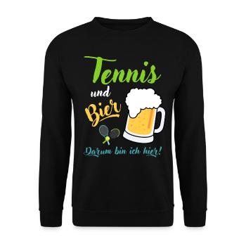 Tennis und Bier Tennistrainer Spruch Geschenk - Unisex Pullover - Schwarz - Vorne - Alina (178cm) & Michal (187cm)