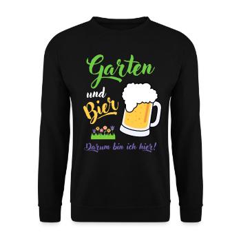 Garten und Bier Hobbygärtner Gartenbau Geschenk - Unisex Pullover - Schwarz - Vorne - Alina (178cm) & Michal (187cm)