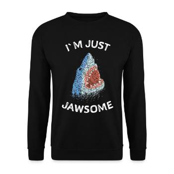 Jawsome Weisser Hai Haie Hailiebhaber - Unisex Pullover - Schwarz - Vorne - Alina (178cm) & Michal (187cm)