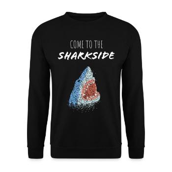 Grosser Weisser Hai Haifisch Wale Shark - Unisex Pullover - Schwarz - Vorne - Alina (178cm) & Michal (187cm)