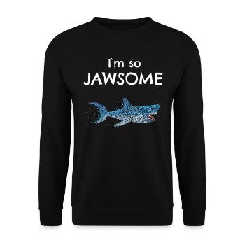 Jawsome Grosser Weisser Hai Haifisch - Unisex Pullover - Schwarz - Vorne - Alina (178cm) & Michal (187cm)