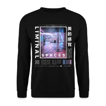 Liminal Spaces Retro 80s & 90s Aesthetic Vaporwave - Unisex Sweatshirt - black - Front - Alina (178cm) & Michal (187cm)