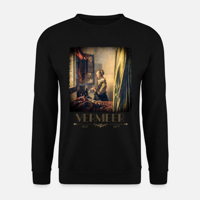 Jan vermeer Briefleserin Gemälde Coole Kunst - Unisex Pullover - Schwarz