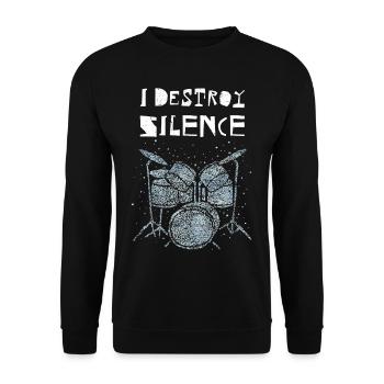 I Destroy Silence Drummer Drumset - Unisex Sweatshirt - black - Front - Alina (178cm) & Michal (187cm)