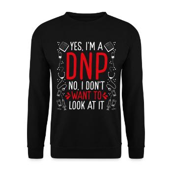 DNP DNP Docteur veut regarder à l’examen DNP Infirmière - Sweat-shirt Unisexe - noir - Devant - Alina (178cm) & Michal (187cm)