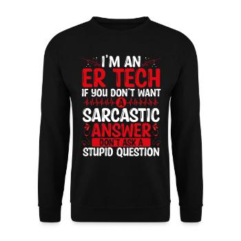 Technicien de salle d’urgence ER Tech pour les infirmières ER - Sweat-shirt Unisexe - noir - Devant - Alina (178cm) & Michal (187cm)