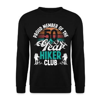 50 Year Old Hiker Club Mountains 50th Birthday - Unisex Pullover - Schwarz - Vorne - Alina (178cm) & Michal (187cm)