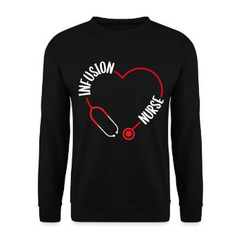 Infusion Nurse Stethoscope Nursing for Nurses - Unisex Pullover - Schwarz - Vorne - Alina (178cm) & Michal (187cm)