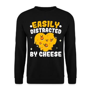 Facilement distrait par les amateurs de fromage fromage - Sweat-shirt Unisexe - noir - Devant - Alina (178cm) & Michal (187cm)
