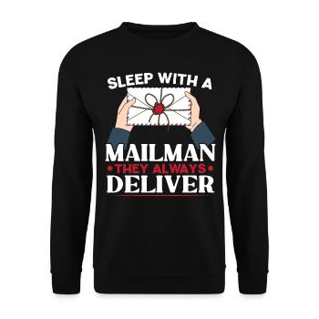 Schlaf mit einem Postboten Sie liefern immer - Unisex Pullover - Schwarz - Vorne - Alina (178cm) & Michal (187cm)