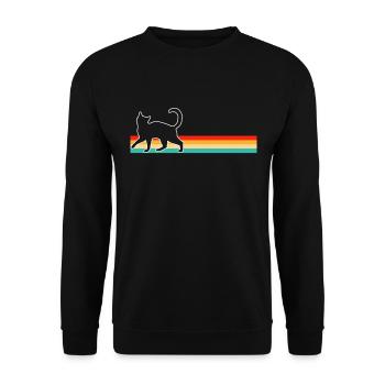 Katze Retro - Unisex Pullover - Schwarz - Vorne - Alina (178cm) & Michal (187cm)