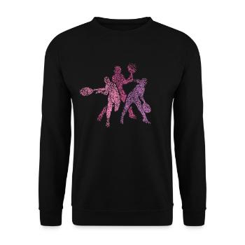 Tennisspielerin Tennisspieler Paddleball - Unisex Pullover - Schwarz - Vorne - Alina (178cm) & Michal (187cm)