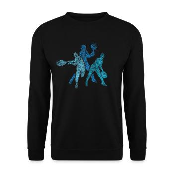 Tennisspielerin Tennisspieler Paddleball - Unisex Pullover - Schwarz - Vorne - Alina (178cm) & Michal (187cm)