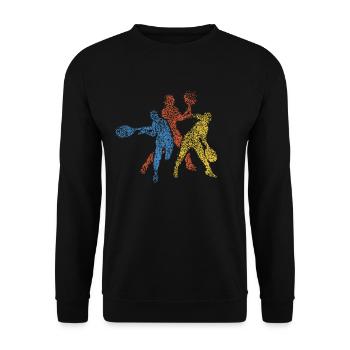 Tennis Tennisspielerin Tennisspieler - Unisex Pullover - Schwarz - Vorne - Alina (178cm) & Michal (187cm)