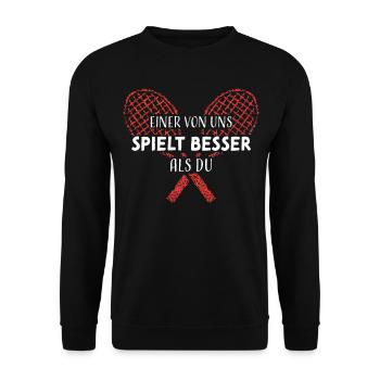 Tennisspieler Tennisspielerin Tennis - Unisex Pullover - Schwarz - Vorne - Alina (178cm) & Michal (187cm)