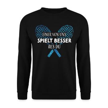 Tennisspieler Tennisverein Tennisspiel - Unisex Pullover - Schwarz - Vorne - Alina (178cm) & Michal (187cm)