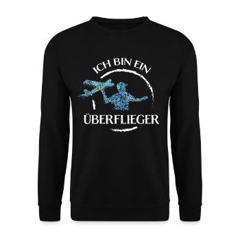 Überflieger Modellbauer Modellflugzeug - Unisex Pullover - Schwarz - Vorne - Alina (178cm) & Michal (187cm)