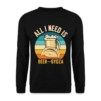 Gyoza Knödel Asiatisch Essen Foodie Trinken - Unisex Pullover - Schwarz - Vorne - Alina (178cm) & Michal (187cm)