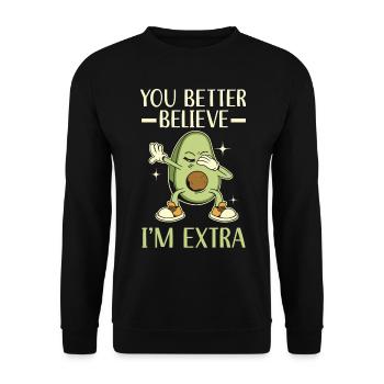 Du kannst mir glauben, dass ich extra Avocado Guac - Unisex Pullover - Schwarz - Vorne - Alina (178cm) & Michal (187cm)