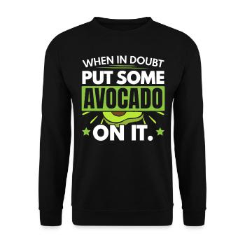 In case of doubt, some avocado on top guacamole - Unisex Sweatshirt - black - Front - Alina (178cm) & Michal (187cm)