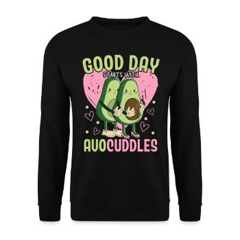 A good day starts with Avocuddles Avocado Guac - Unisex Sweatshirt - black - Front - Alina (178cm) & Michal (187cm)