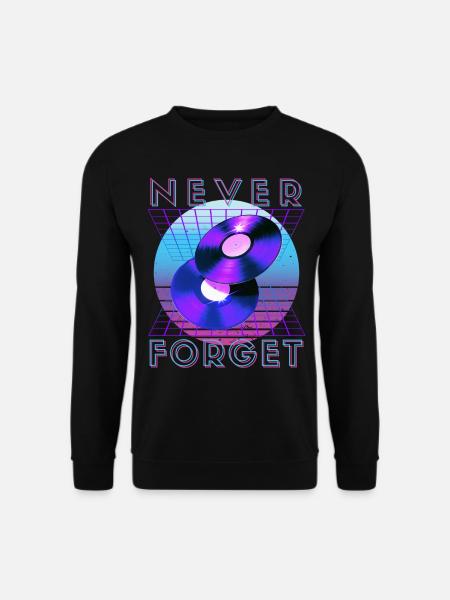 Never Forget Retro 80er 90er Nostalgie - Unisex Pullover - Schwarz