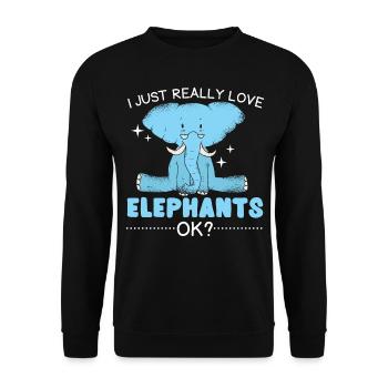 I just really love elephants Wildlife Safa - Unisex Sweatshirt - black - Front - Alina (178cm) & Michal (187cm)