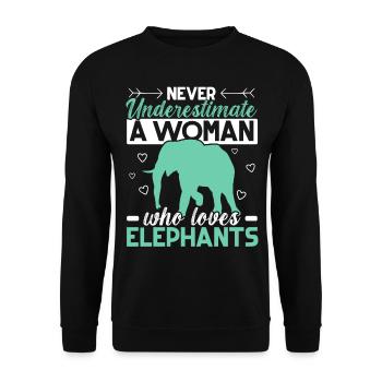A woman who loves elephants Wildlife Animal Saf - Unisex Sweatshirt - black - Front - Alina (178cm) & Michal (187cm)