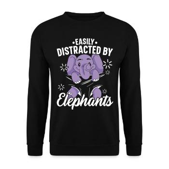 Easily distracted by Elephant Wildlife Animal - Unisex Sweatshirt - black - Front - Alina (178cm) & Michal (187cm)