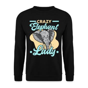 Crazy Elephant Lady Wildlife Safari Zookeeper - Unisex Sweatshirt - black - Front - Alina (178cm) & Michal (187cm)
