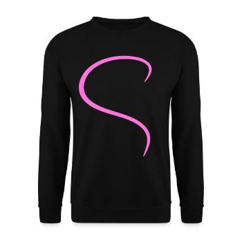 Pinkes Halbes Herz Design - Unisex Pullover - Schwarz - Vorne - Alina (178cm) & Michal (187cm)