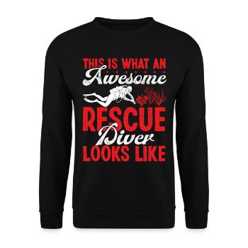 Rescue Diver First Aid Scuba Diving Rescue Diver - Unisex Pullover - Schwarz - Vorne - Alina (178cm) & Michal (187cm)