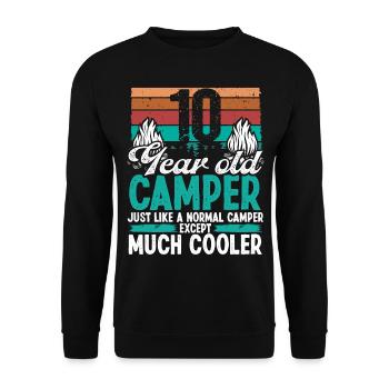 10 Year Old Camper Scouting Camping 10 Birthday - Unisex Sweatshirt - black - Front - Alina (178cm) & Michal (187cm)