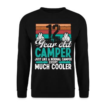 12 Year Old Camper Scouting Camping 12 Birthday - Unisex Sweatshirt - black - Front - Alina (178cm) & Michal (187cm)