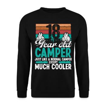 18 Year Old Camper Scouting Camping 18 Birthday - Unisex Sweatshirt - black - Front - Alina (178cm) & Michal (187cm)