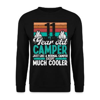 11 Year Old Camper Scouting Camping 11 Birthday - Unisex Sweatshirt - black - Front - Alina (178cm) & Michal (187cm)