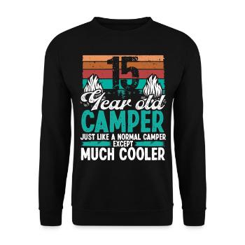 15 Year Old Camper Scouting Camping 15 Birthday - Unisex Sweatshirt - black - Front - Alina (178cm) & Michal (187cm)