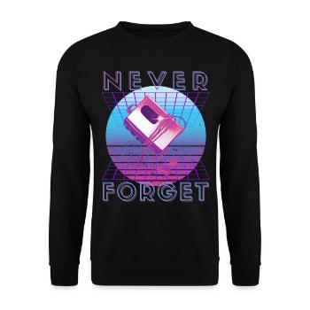 Never Forget Retro 80er 90er Nostalgie - Unisex Pullover - Schwarz - Vorne - Alina (178cm) & Michal (187cm)