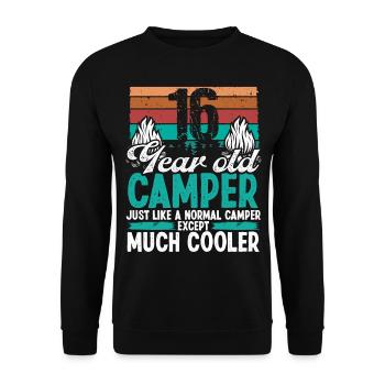 16 Year Old Camper Scouting Camping 16 Birthday - Unisex Sweatshirt - black - Front - Alina (178cm) & Michal (187cm)