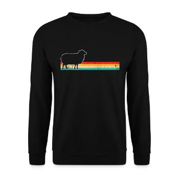 Schaf Retro - Unisex Pullover - Schwarz - Vorne - Alina (178cm) & Michal (187cm)