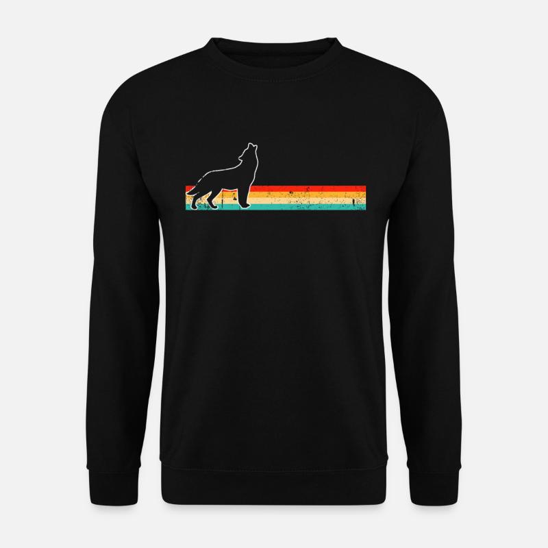 Wolf Retro - Unisex Pullover - Schwarz