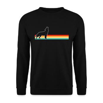 Wolf Retro - Unisex Pullover - Schwarz - Vorne - Alina (178cm) & Michal (187cm)