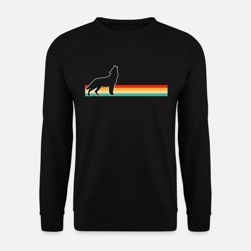 Wolf Retro - Unisex Pullover - Schwarz
