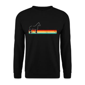 Pferd Retro - Unisex Pullover - Schwarz - Vorne - Alina (178cm) & Michal (187cm)