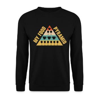 Lebensmittelpyramide Kaffee Wein Trinken - Unisex Pullover - Schwarz - Vorne - Alina (178cm) & Michal (187cm)